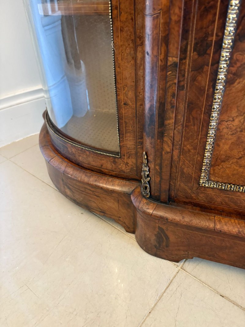 Outstanding Quality Antique Victorian Inlaid Burr Walnut Porcelain Mounted Credenza - Image 20